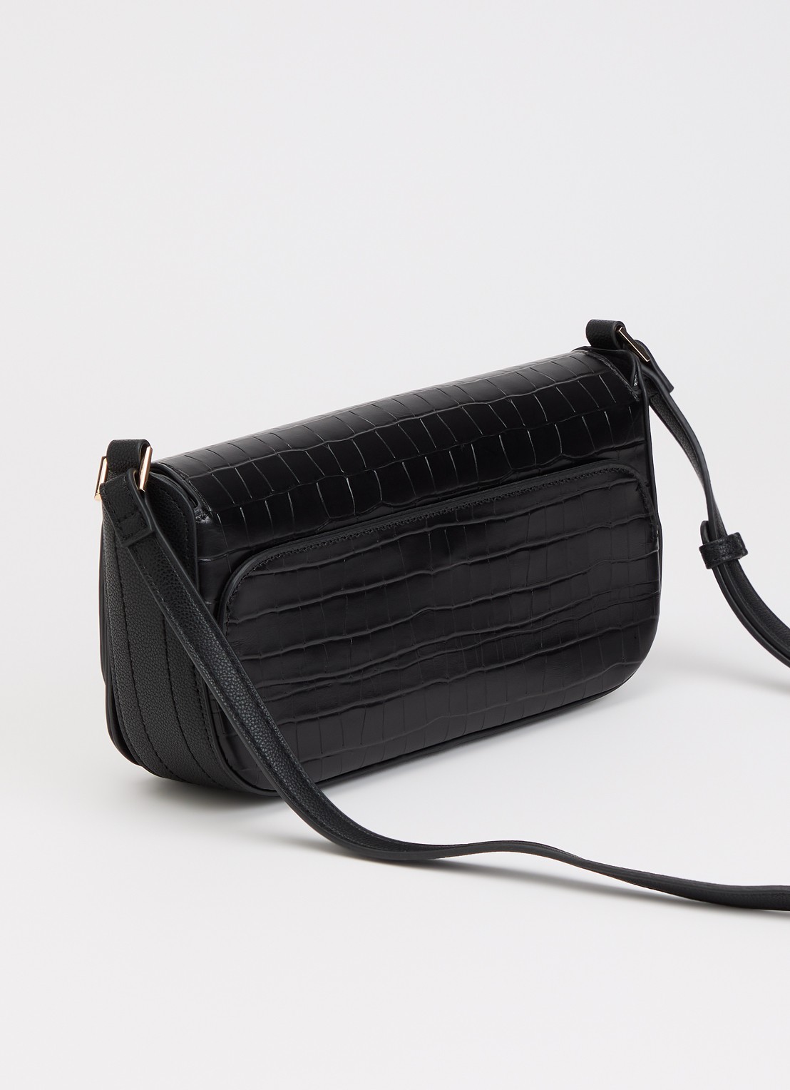 Dune London Discreet crossbodytas van leer - achterkant 4 diepzwart