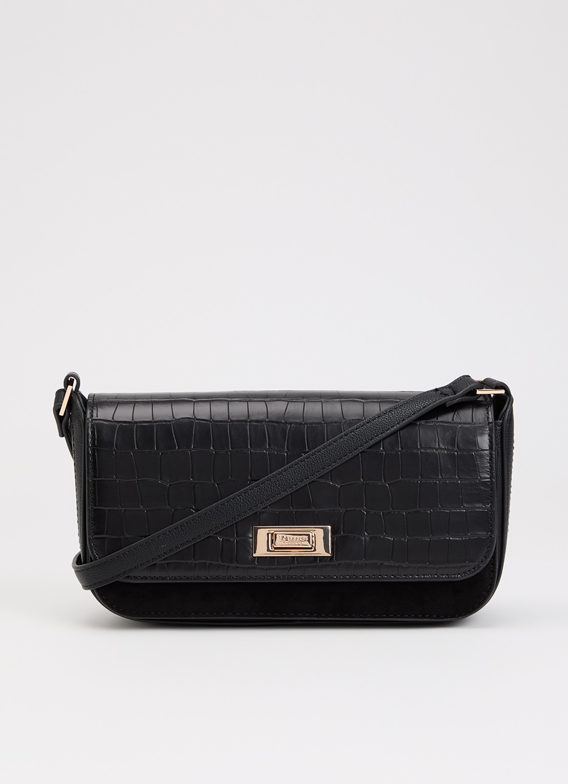 Dune London Discreet crossbodytas van leer - voorkant 5 diepzwart