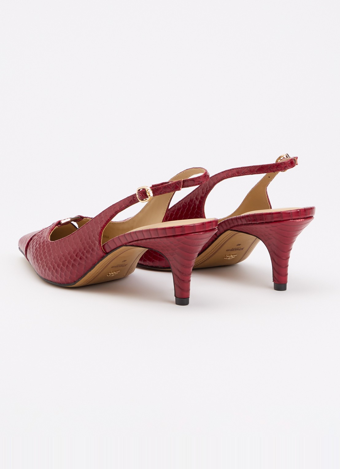 Dune London Distinctive slingback van leer - achterkant donkerrood
