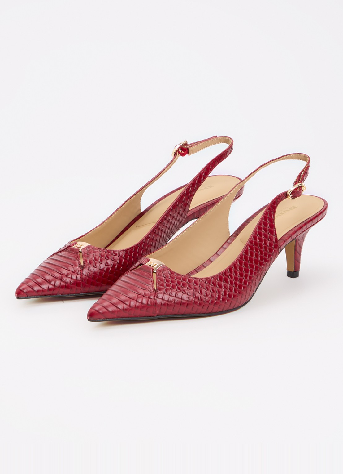 Dune London Distinctive slingback van leer - detail 3 donkerrood