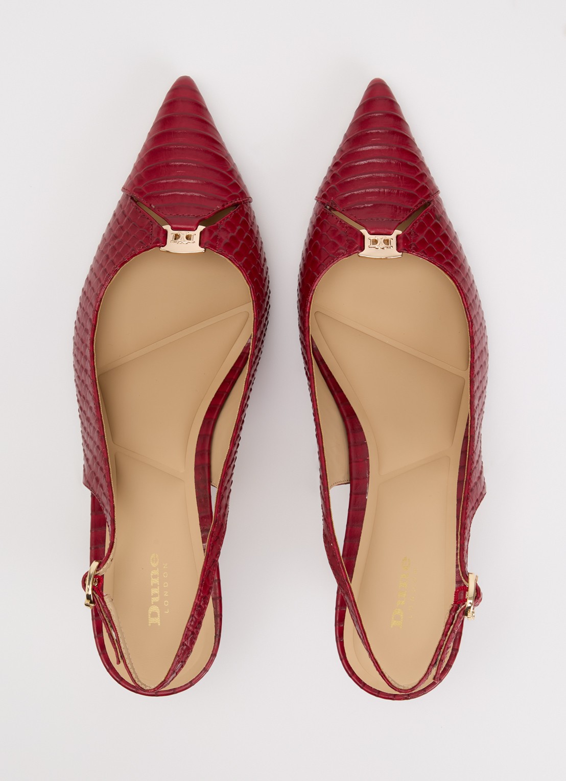 Dune London Distinctive slingback van leer - detail 4 donkerrood