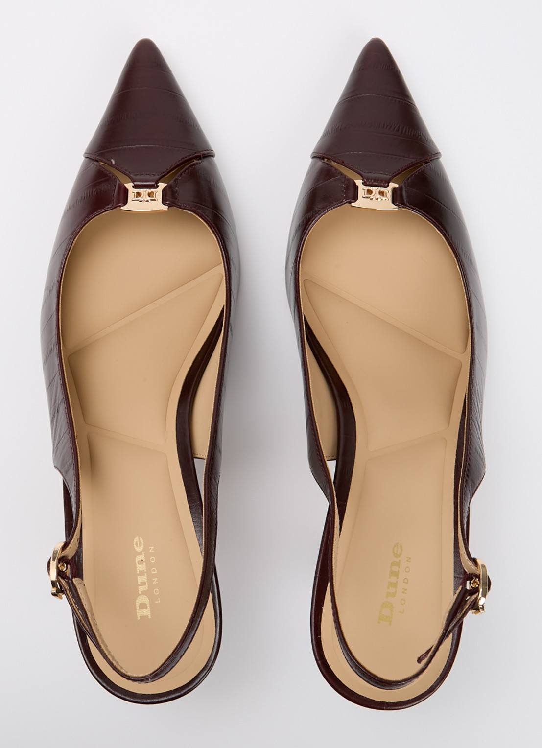 Dune London Distinctive slingback van leer - detail 2 bordeauxrood