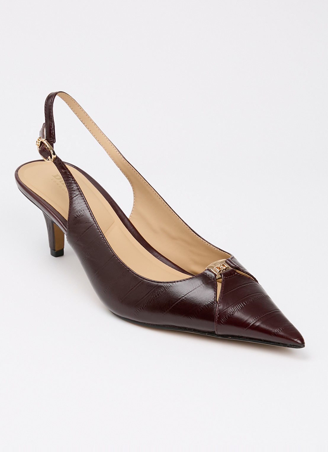 Dune London Distinctive slingback van leer - voorkant 4 bordeauxrood
