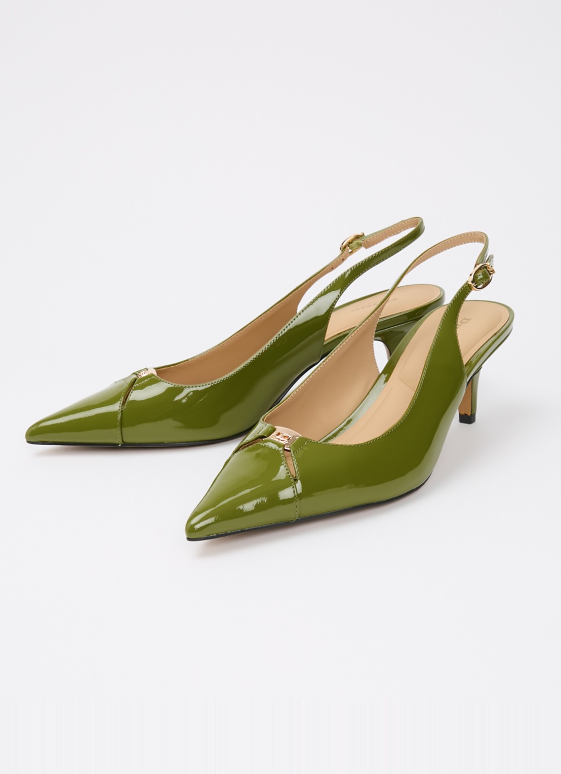 Dune London Distinctive slingback van leer - detail 2 groen