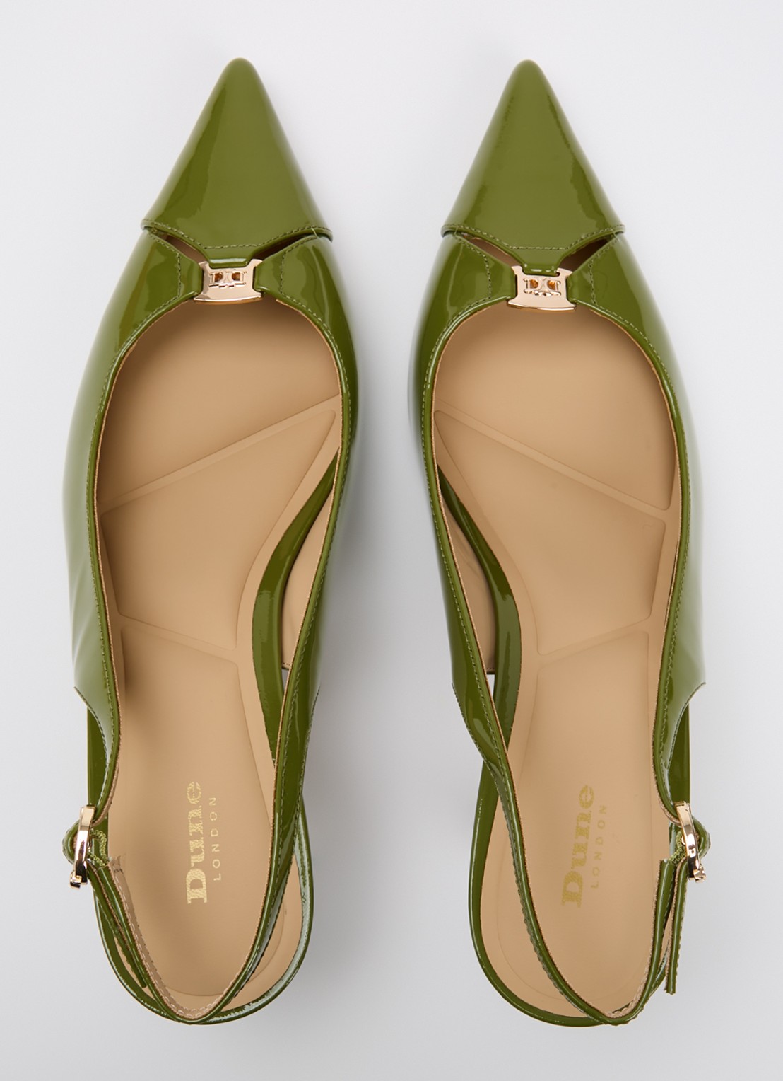 Dune London Distinctive slingback van leer - detail 3 groen