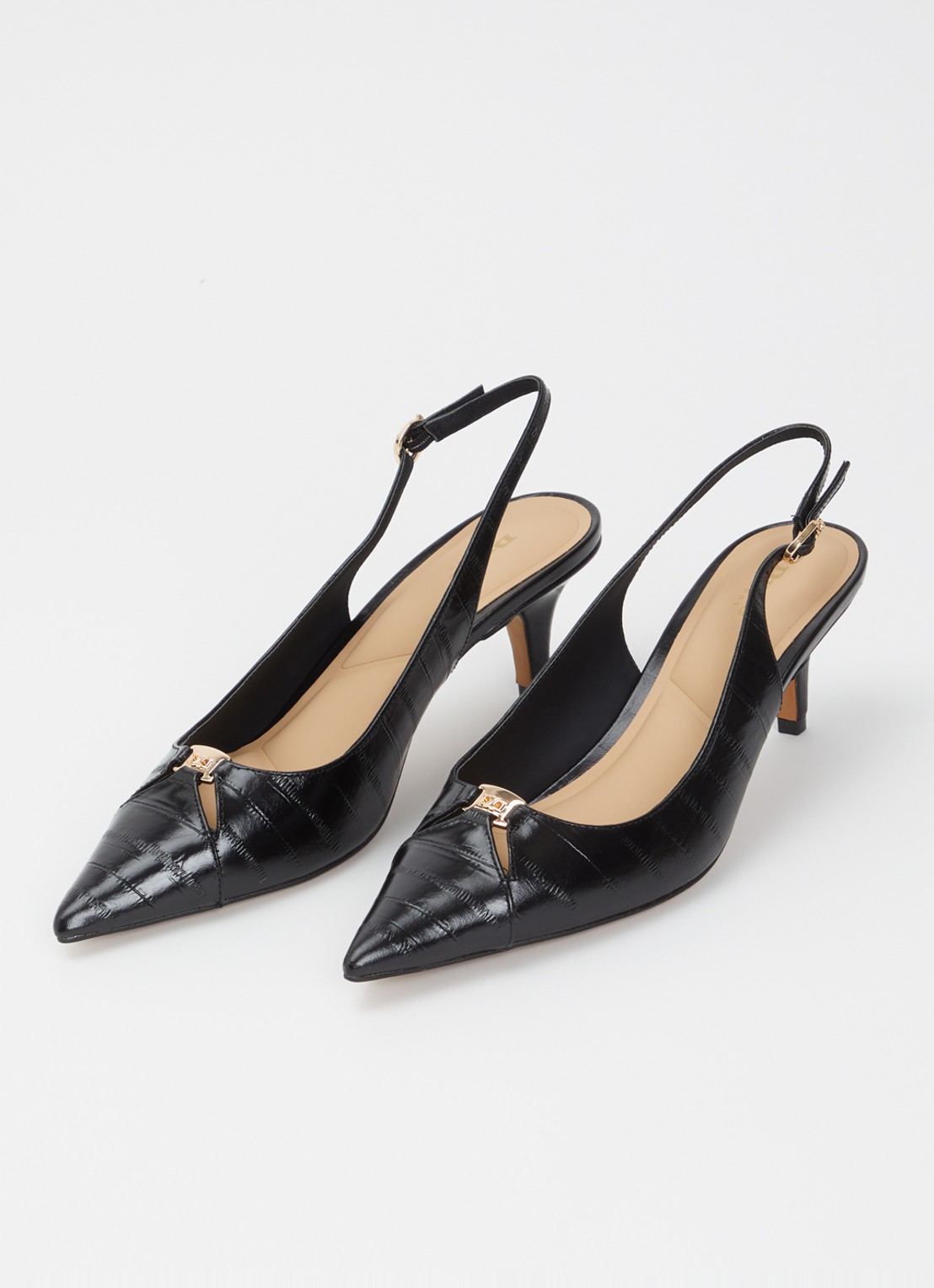 Dune London Distinctive slingback van leer - detail 3 zwart