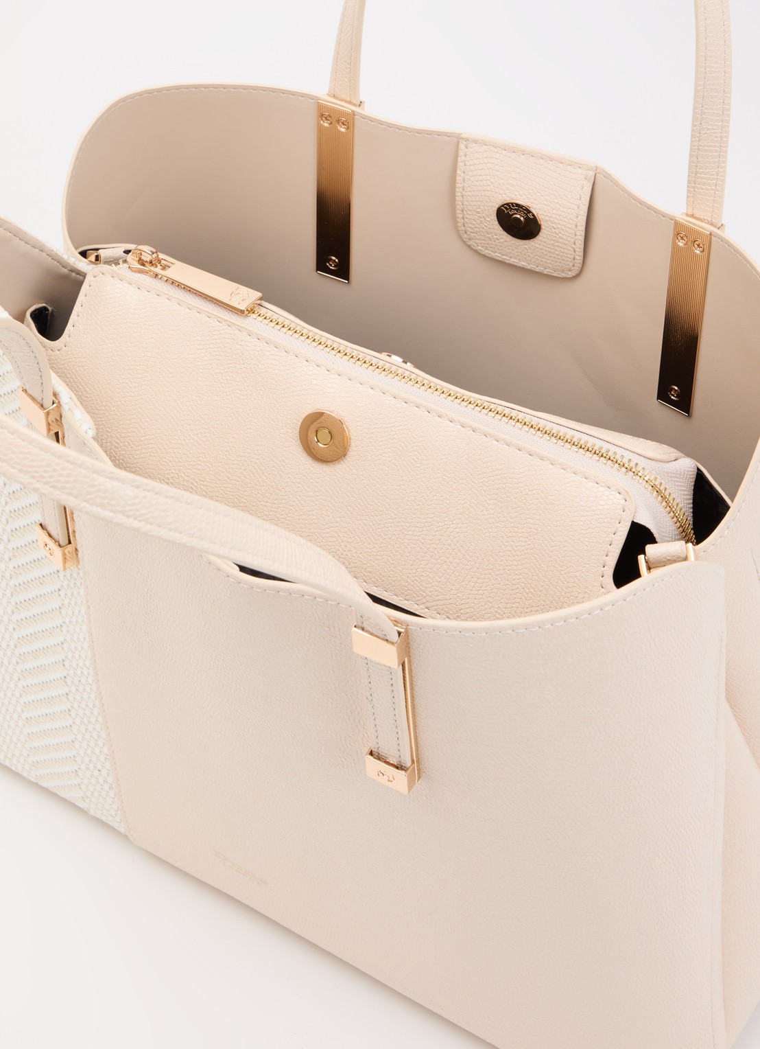 Dune London Dorry schoudertas met afneembare schouderriem - detail creme