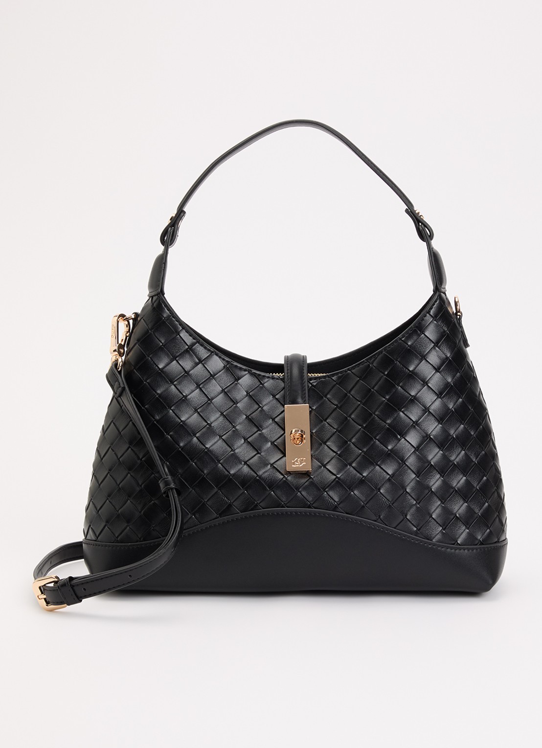 Dune London Dorset schoudertas met gevlochten details - voorkant zwart