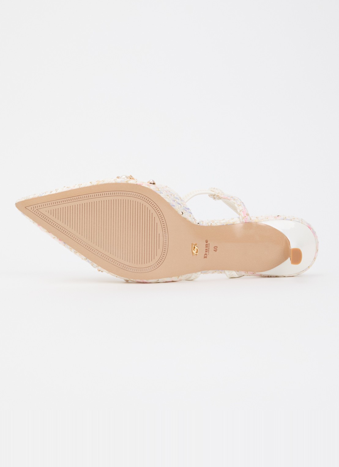 Dune London Dyana slingback met imitatieparels en strass - detail 5 gebroken wit