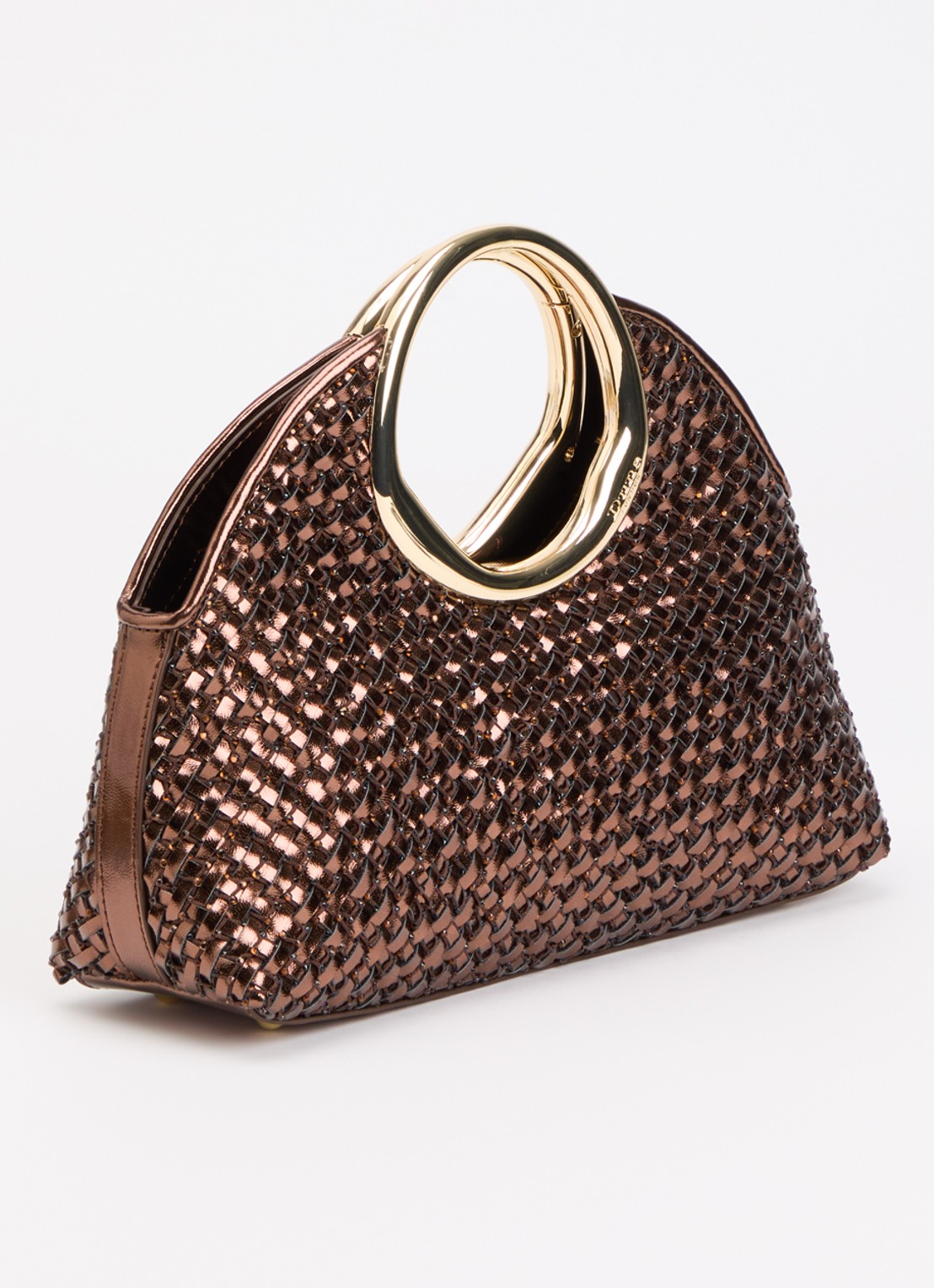 Dune London Earning handtas met metallic finish en afneembare schouderriem - achterkant 2 brons