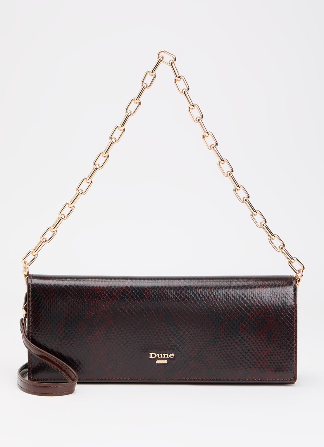 Dune London East To West Long clutch met crocostructuur - voorkant 2 bruin