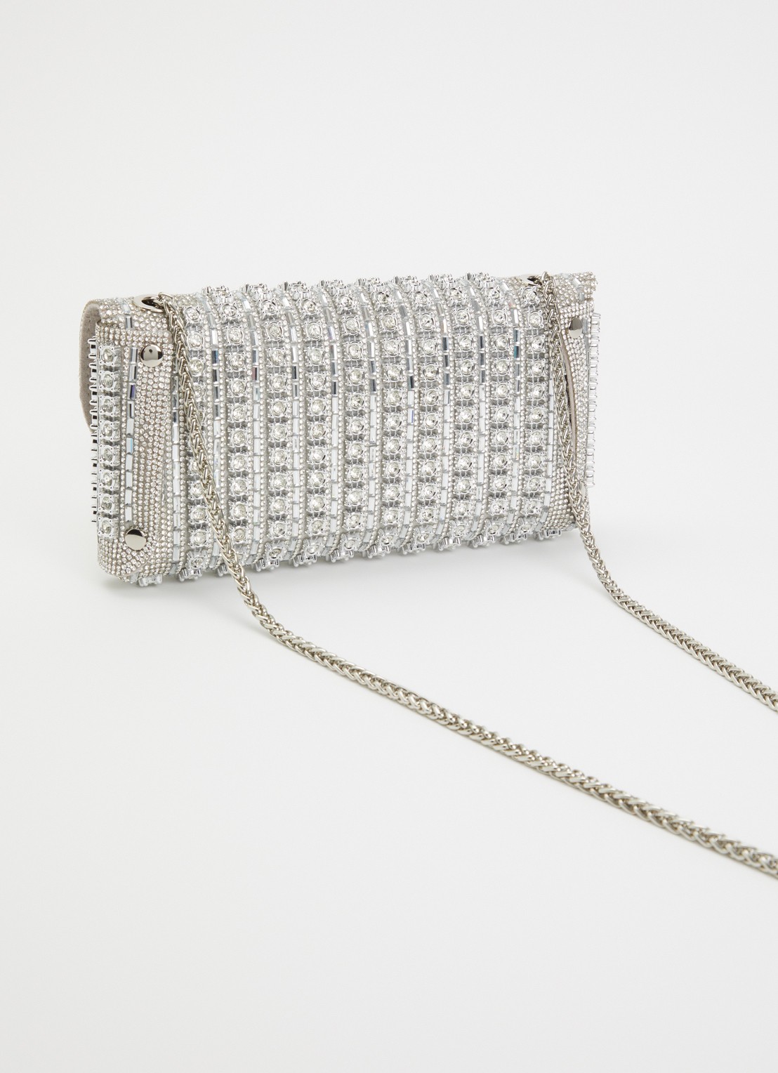 Dune London Elabourate schoudertas met strass  - achterkant 2 zilver