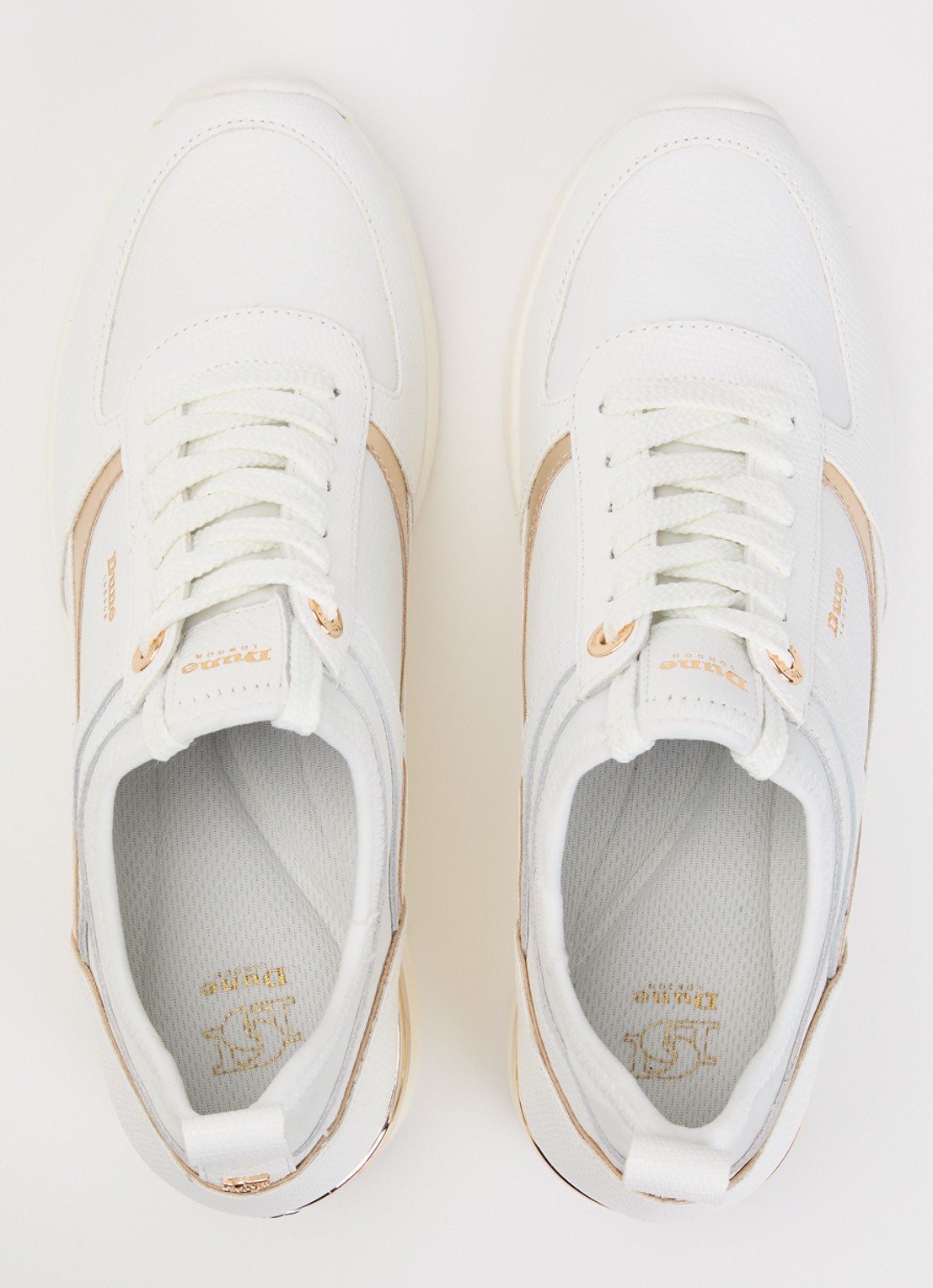 Dune London Elarah sneakerwedge van leer - detail 4 gebroken wit