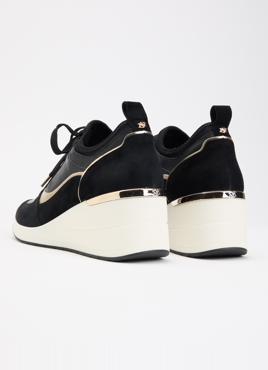 Dune London Elarah sneakerwedge van leer - achterkant 2 zwart