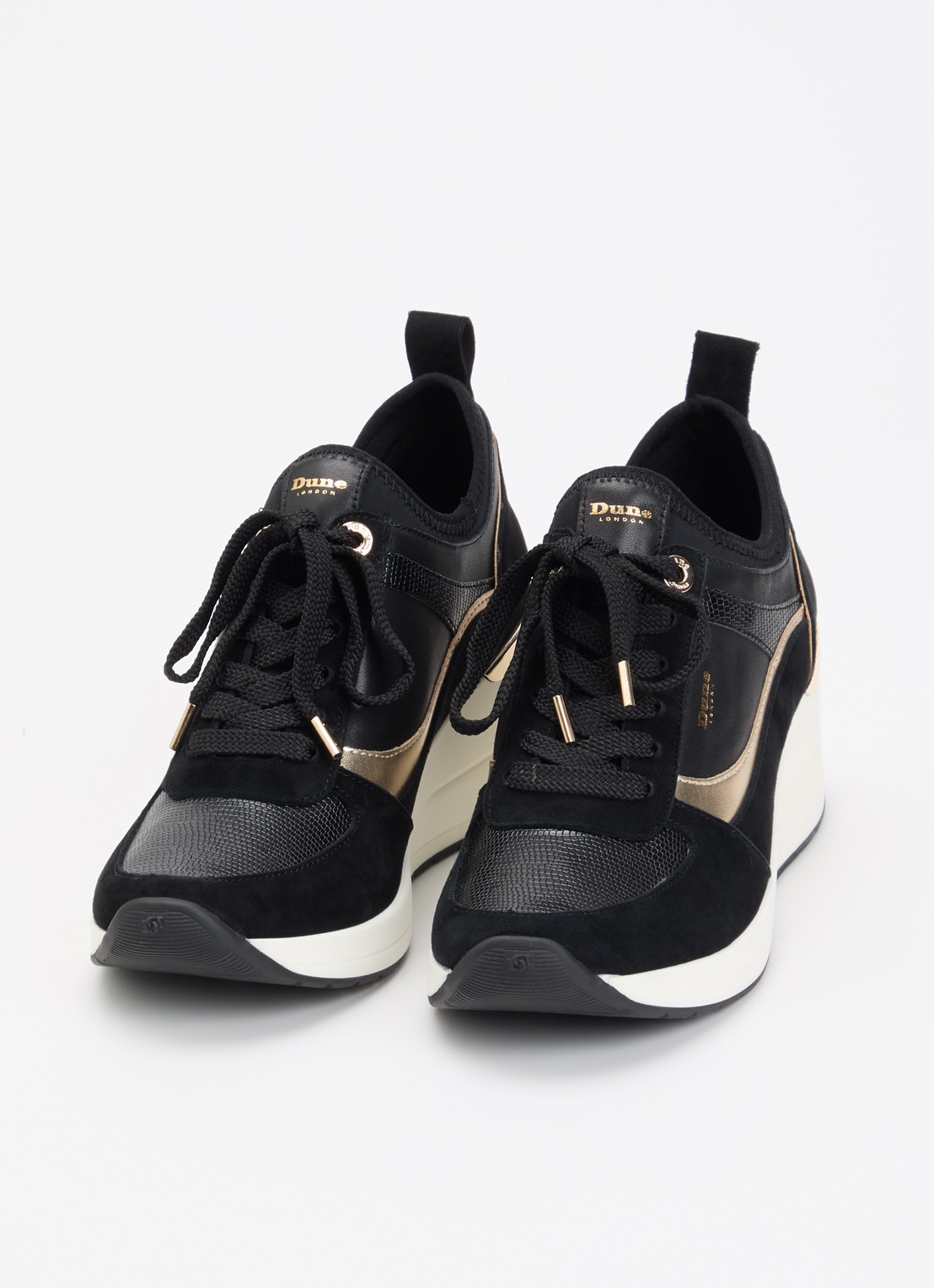 Dune London Elarah sneakerwedge van leer - detail 3 zwart