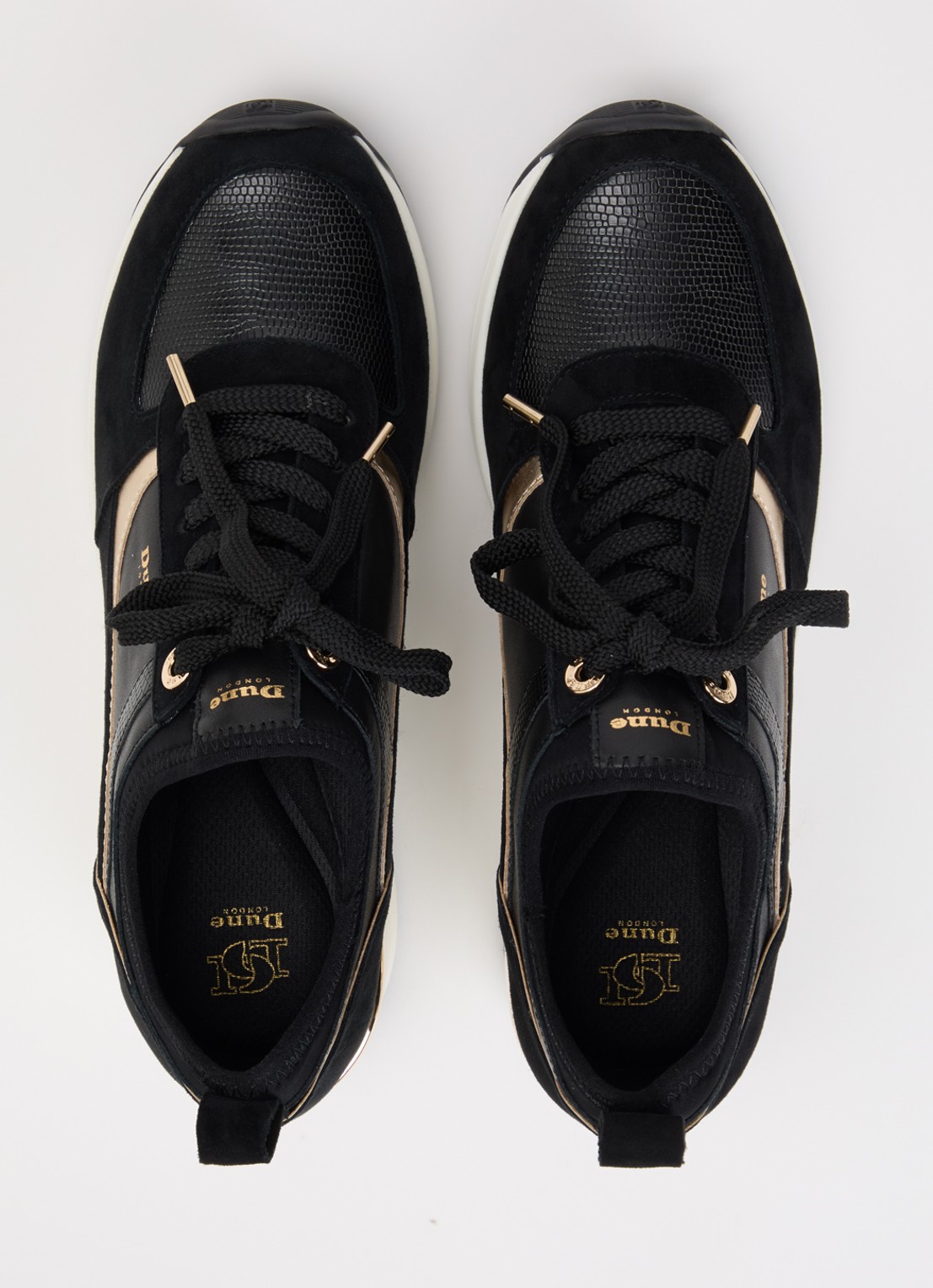 Dune London Elarah sneakerwedge van leer - detail 4 zwart