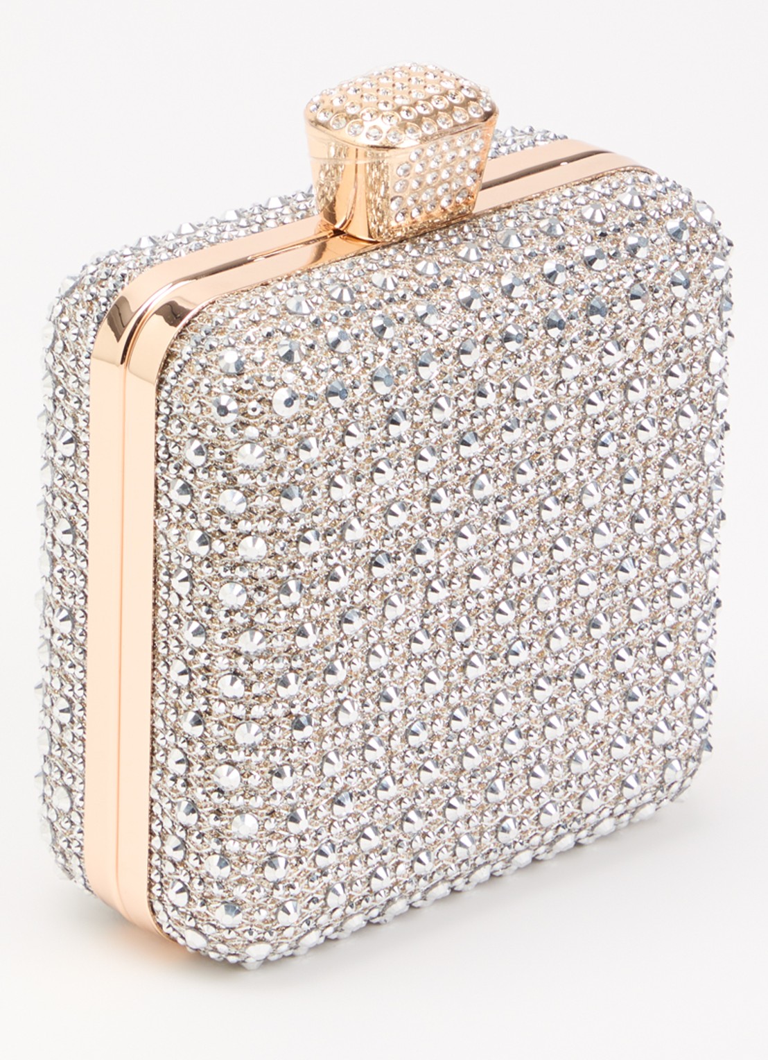 Dune London Elida clutch met strass en afneembare schouderriem - achterkant zilver