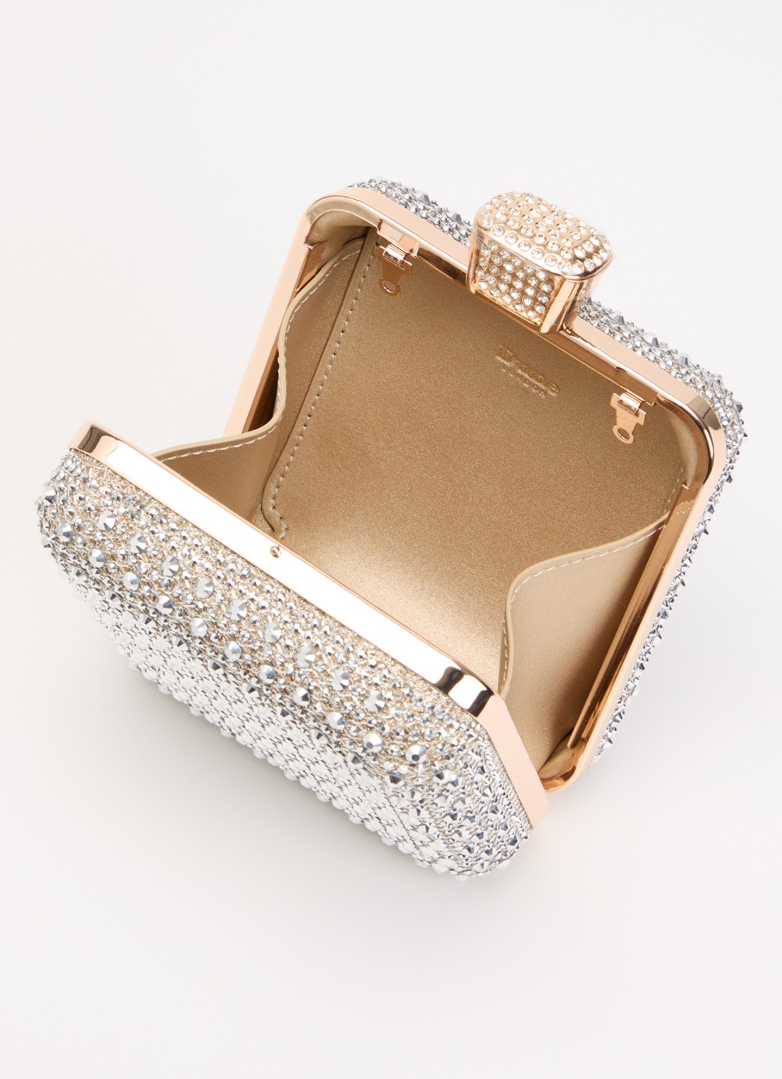 Dune London Elida clutch met strass en afneembare schouderriem - detail 2 zilver