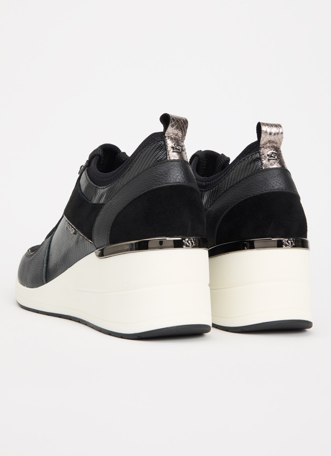 Dune London Eloisa sneakerwedge met details van suède - achterkant zwart