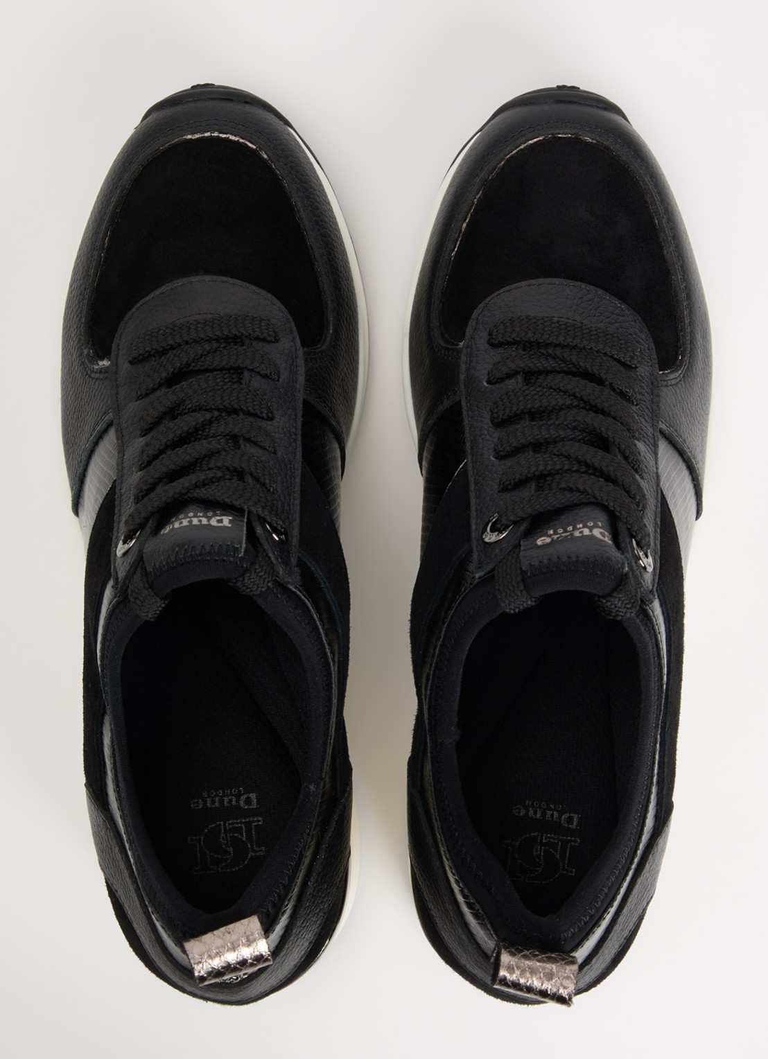 Dune London Eloisa sneakerwedge met details van suède - detail 4 zwart