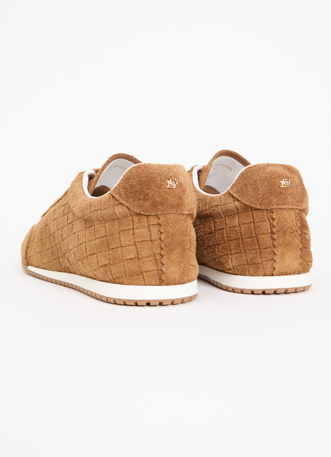 Dune London Elora sneaker van suède - achterkant cognac