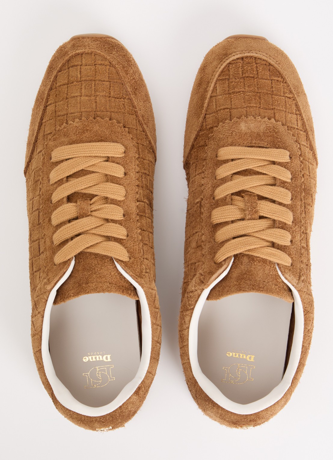 Dune London Elora sneaker van suède - detail 4 cognac