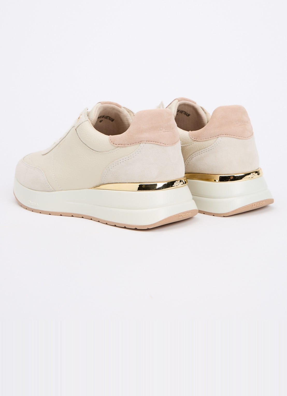 Dune London Emotion sneaker met suède details - achterkant 2 beige