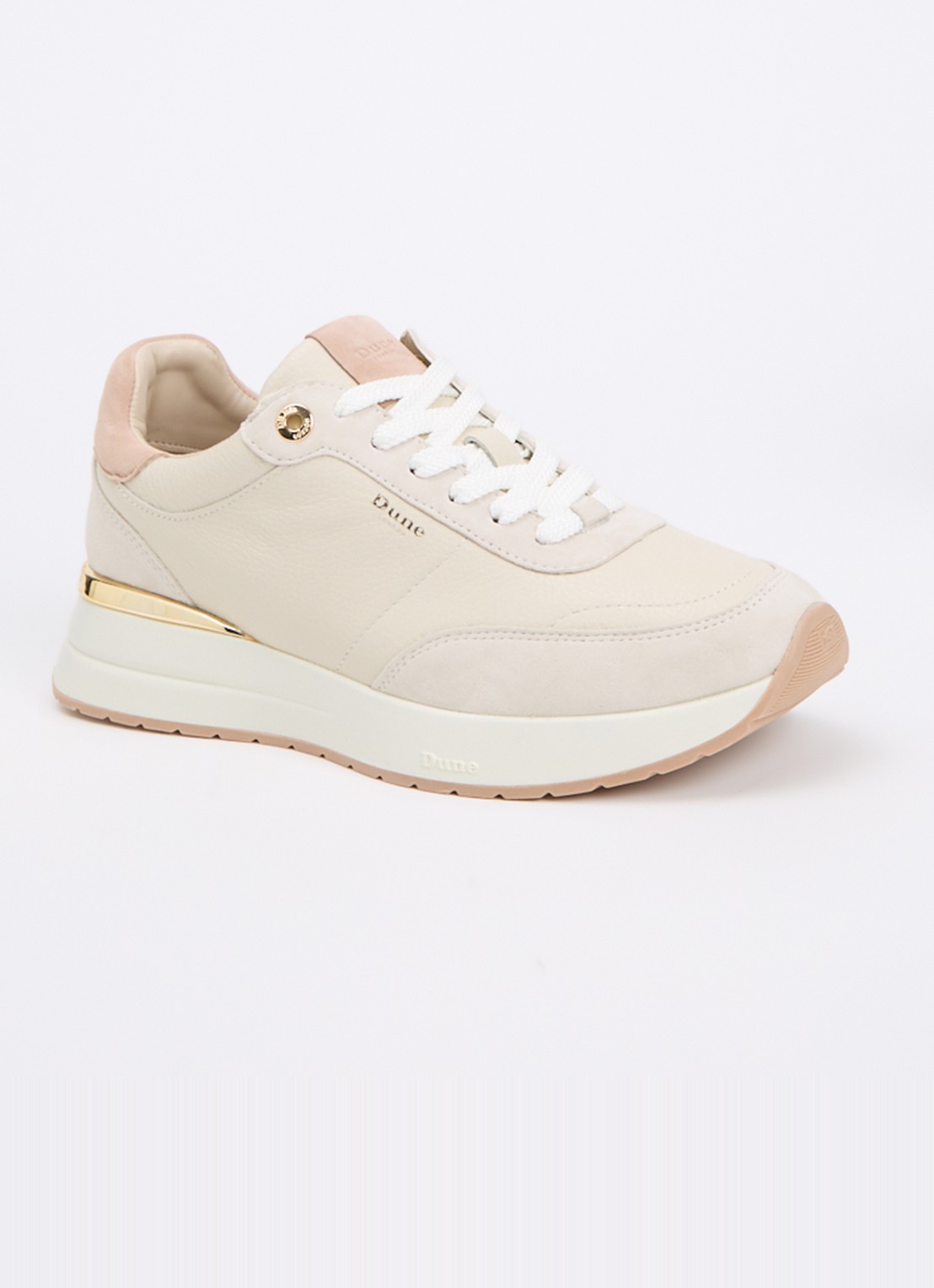 Dune London Emotion sneaker met suède details - voorkant beige
