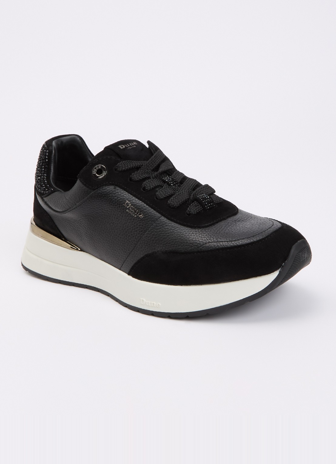 Dune London Emotion sneaker met suède details - voorkant zwart