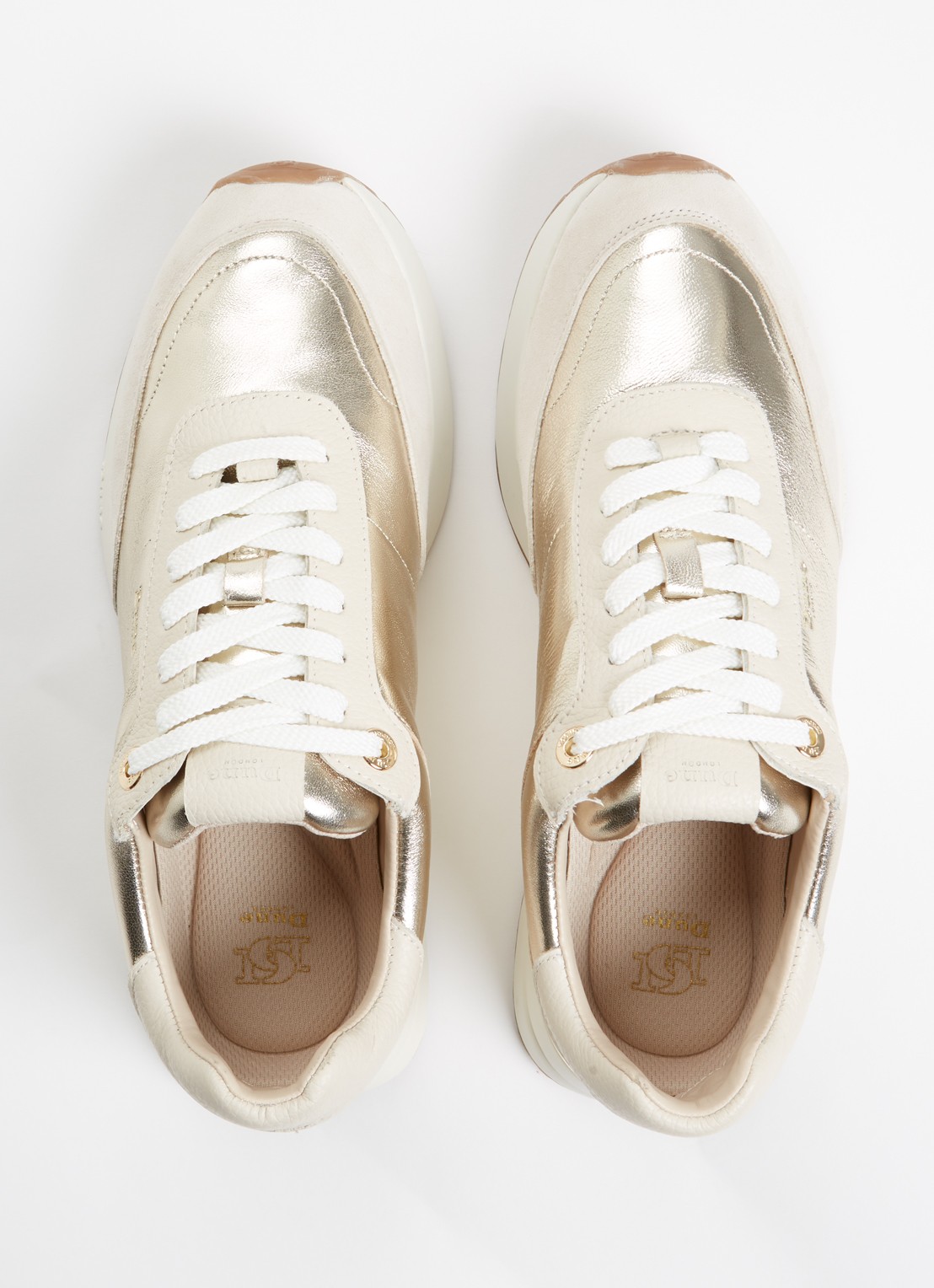 Dune London Emotion sneaker met suède details - detail 2 goud