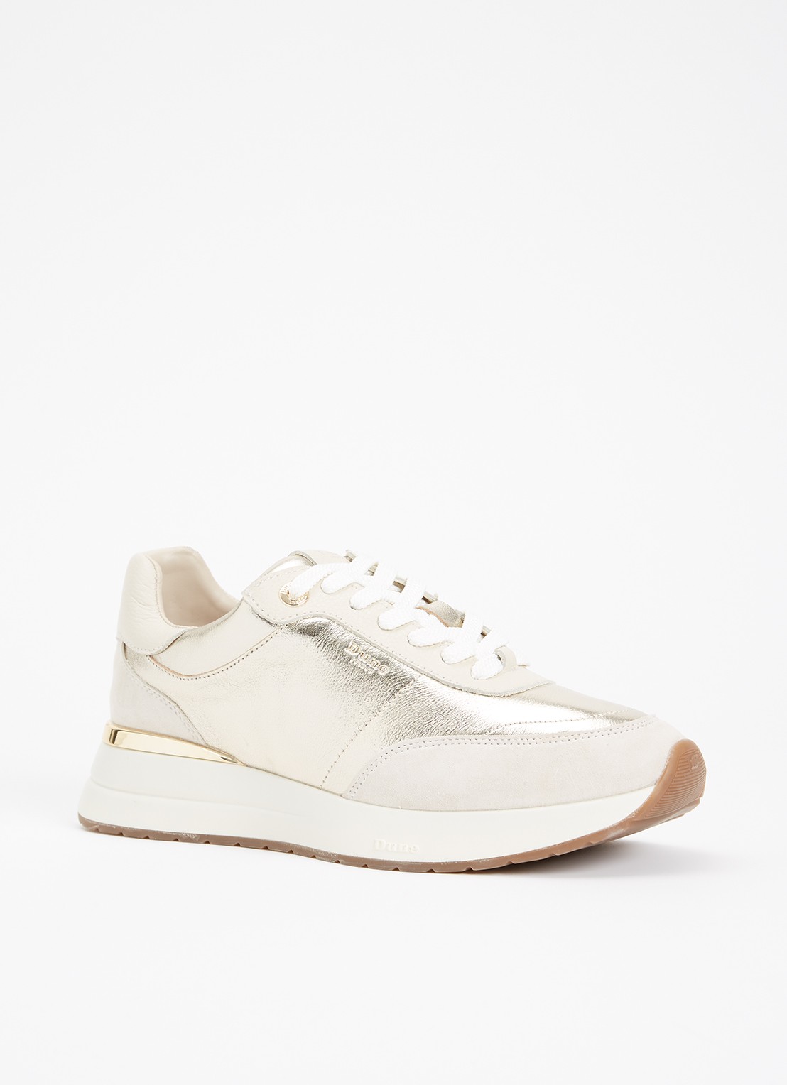 Dune London Emotion sneaker met suède details - voorkant 4 goud