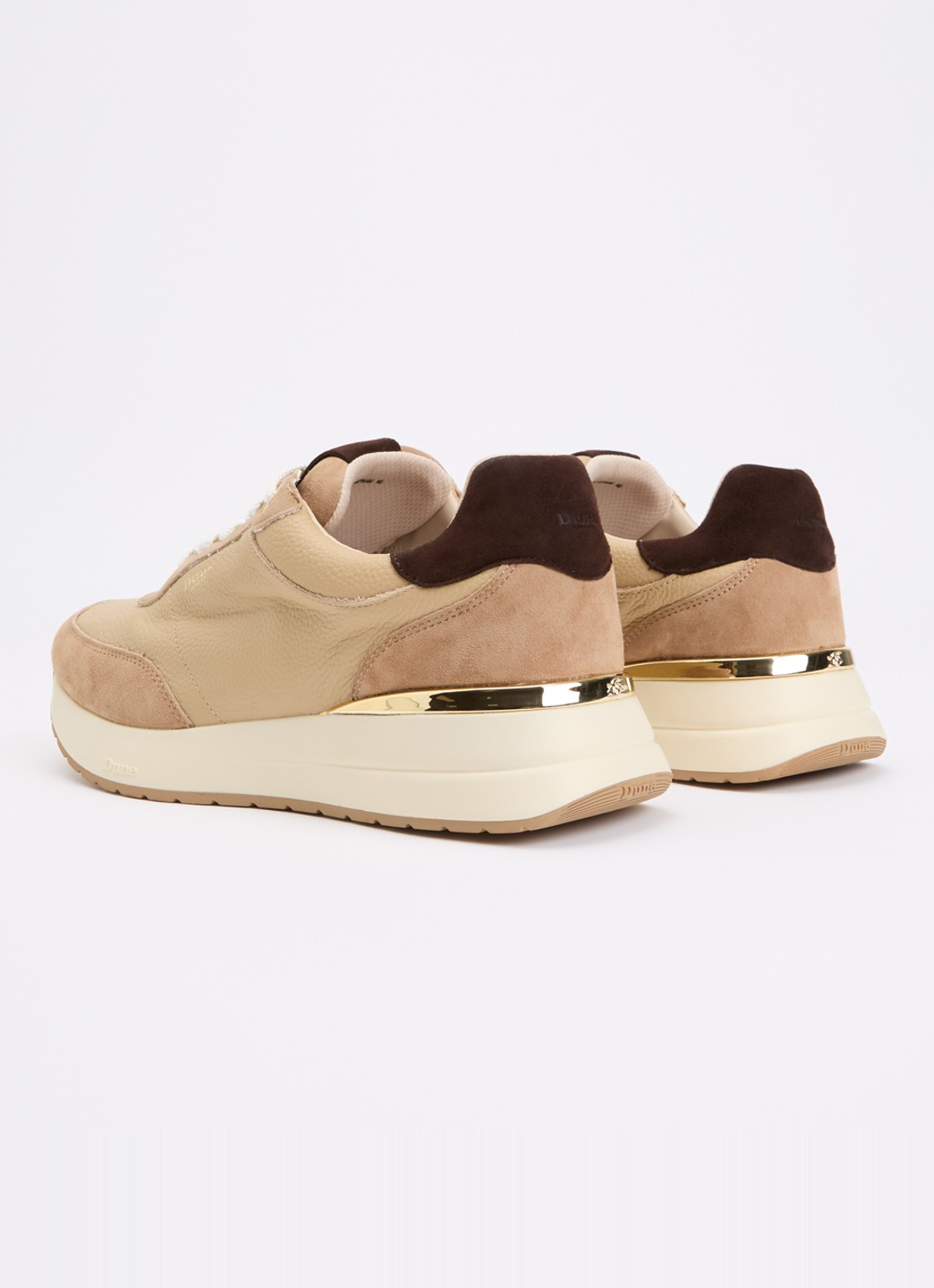 Dune London Emotion sneaker met suède details - achterkant 5 camel