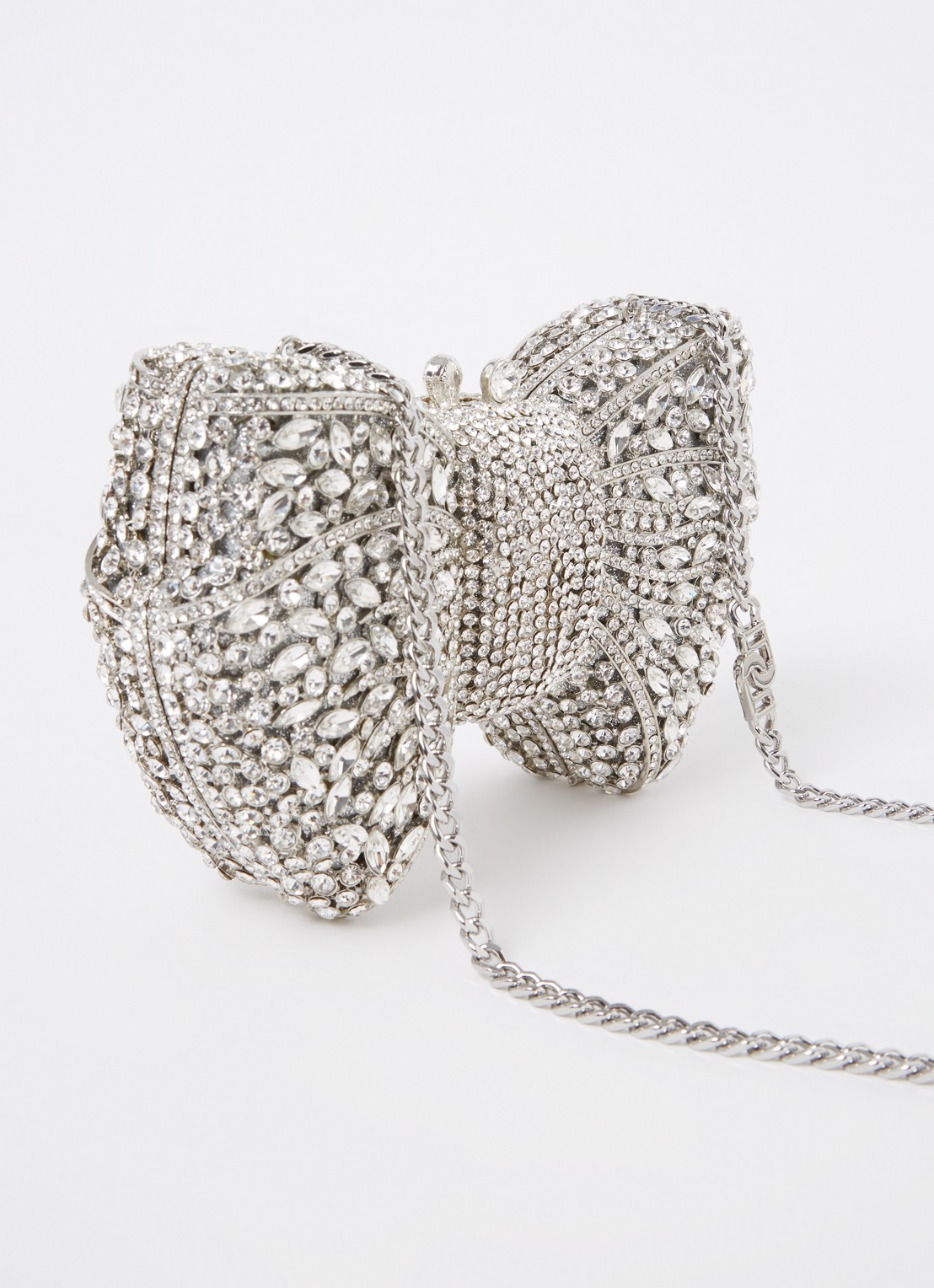 Dune London Enchant clutch met strass - achterkant 4 zilver