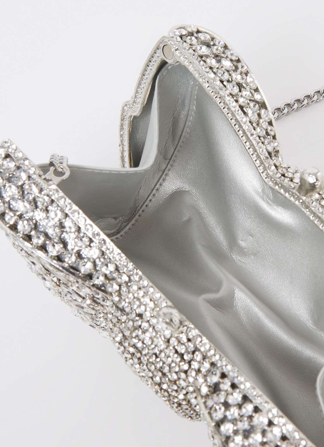 Dune London Enchant clutch met strass - detail zilver