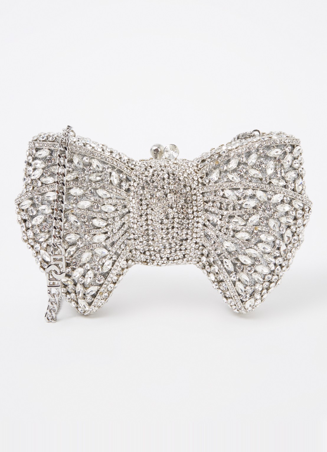Dune London Enchant clutch met strass - voorkant 3 zilver