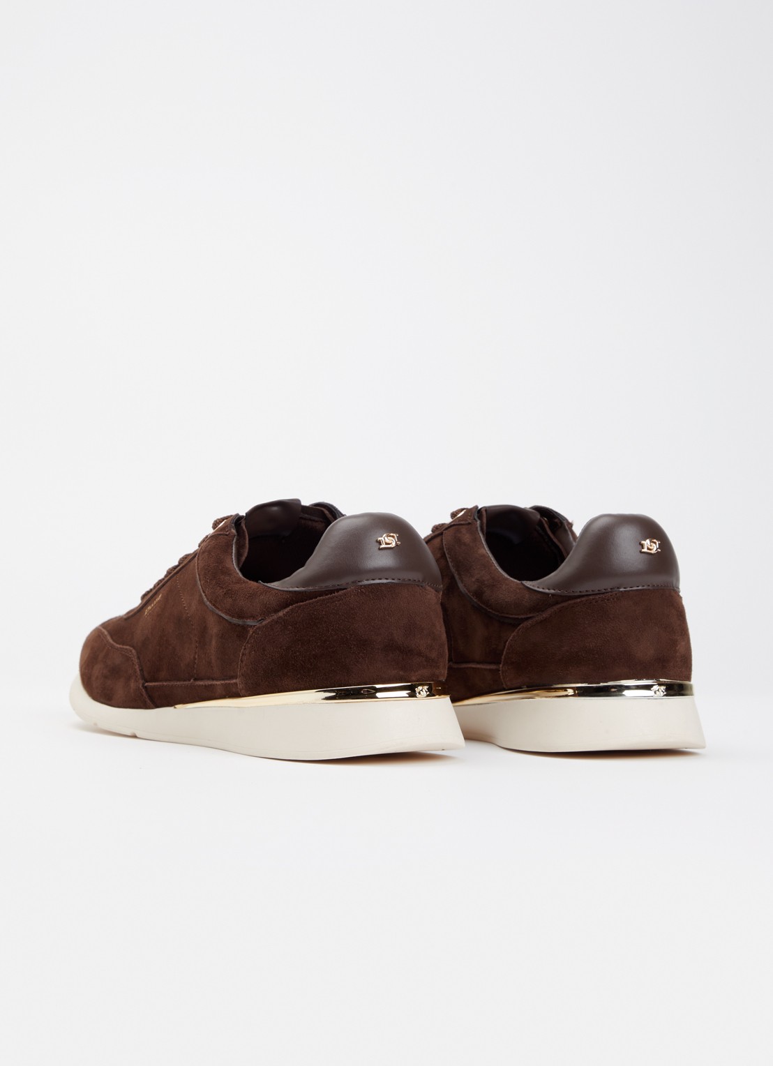 Dune London Entitle sneaker van suède - achterkant donkerbruin