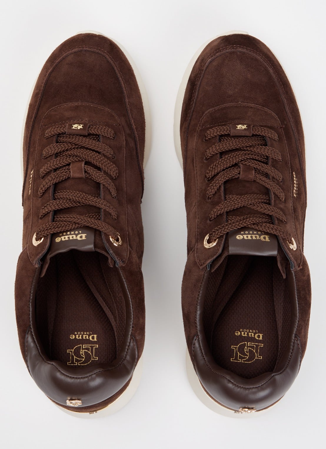Dune London Entitle sneaker van suède - detail 3 donkerbruin