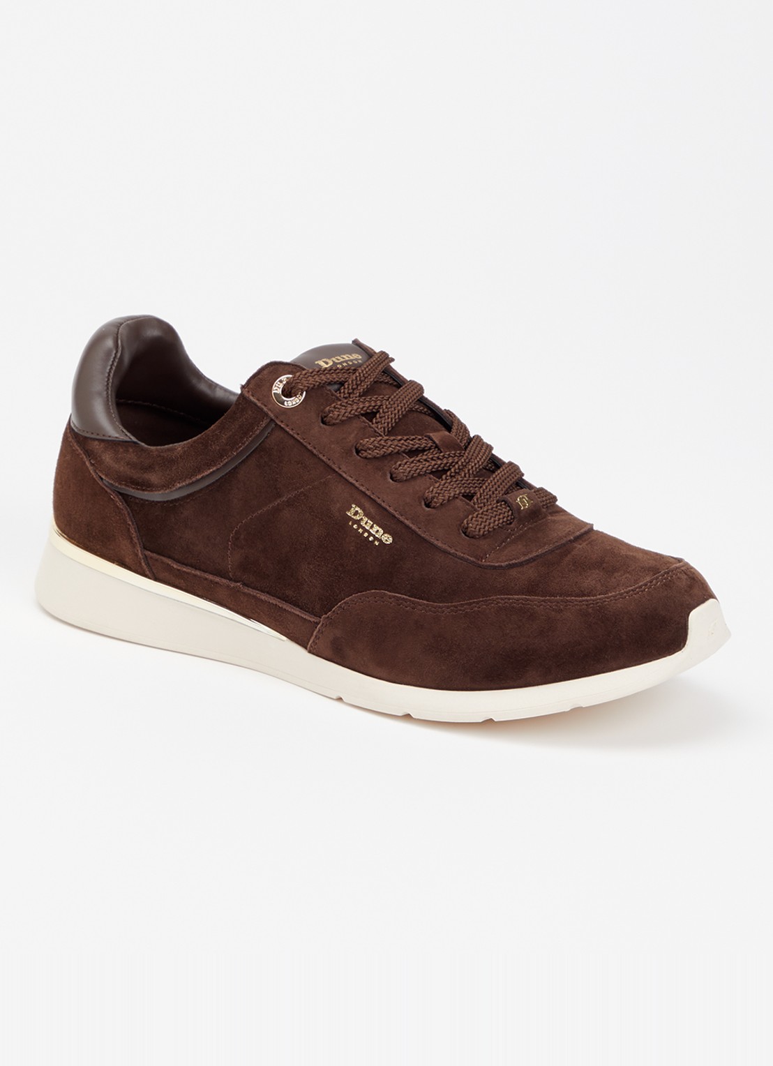 Dune London Entitle sneaker van suède - voorkant 5 donkerbruin
