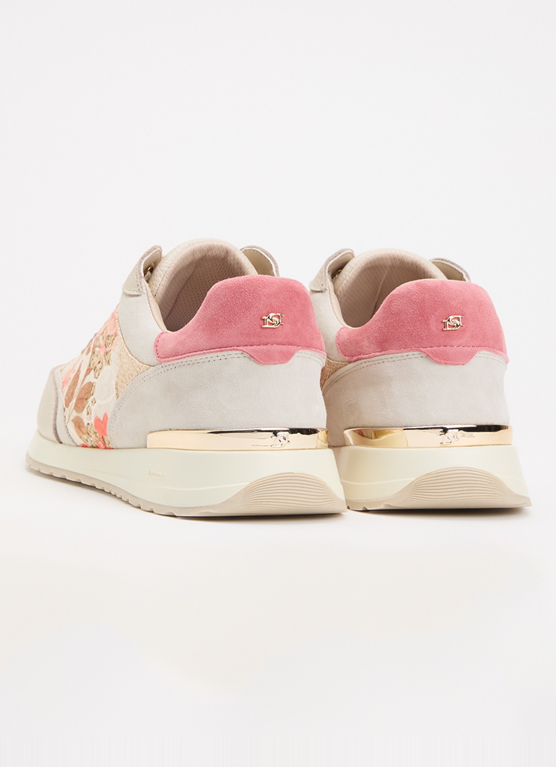 Dune London Esmara sneaker met bloemenprint - achterkant 2 creme