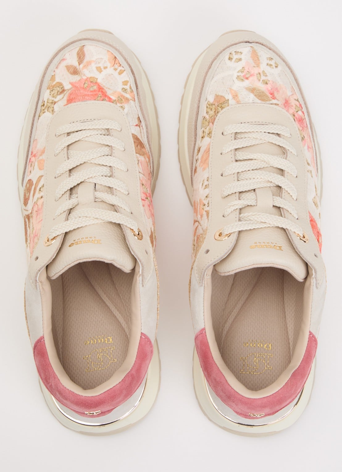 Dune London Esmara sneaker met bloemenprint - detail 4 creme