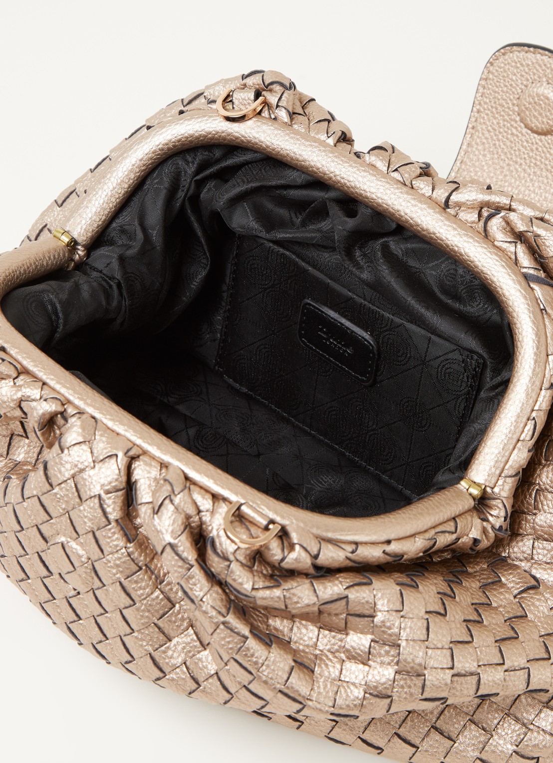 Dune London Etiquettes clutch met geweven structuur - detail 2 goud