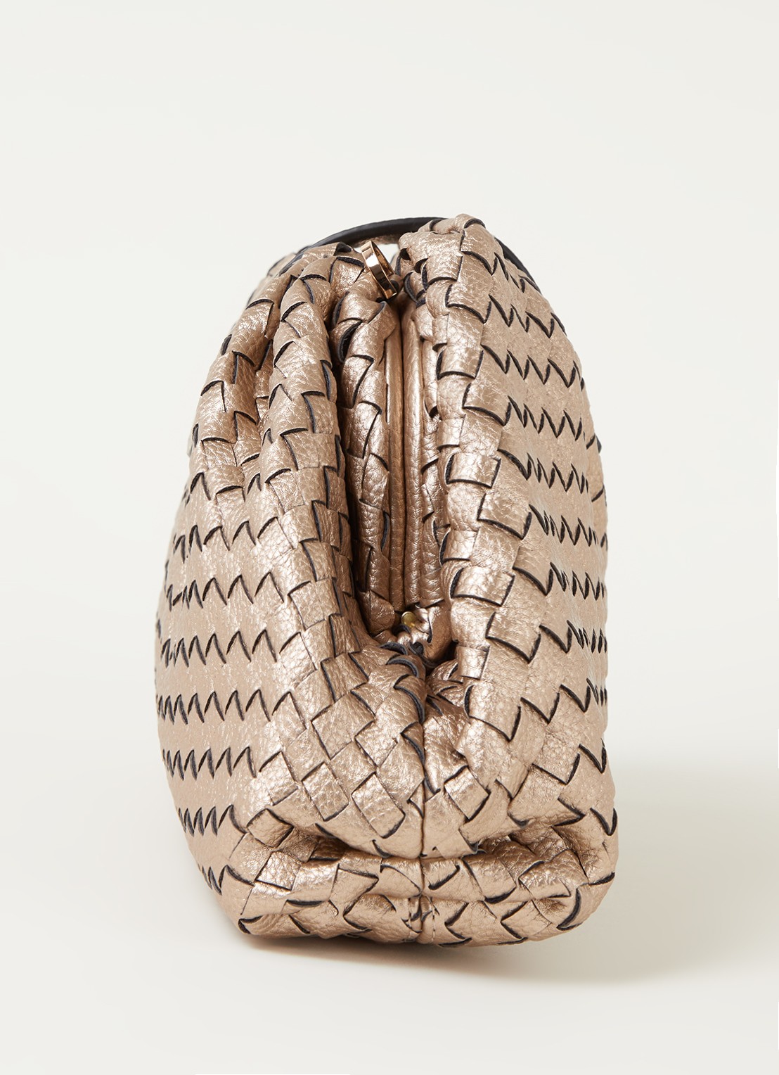 Dune London Etiquettes clutch met geweven structuur - detail 3 goud