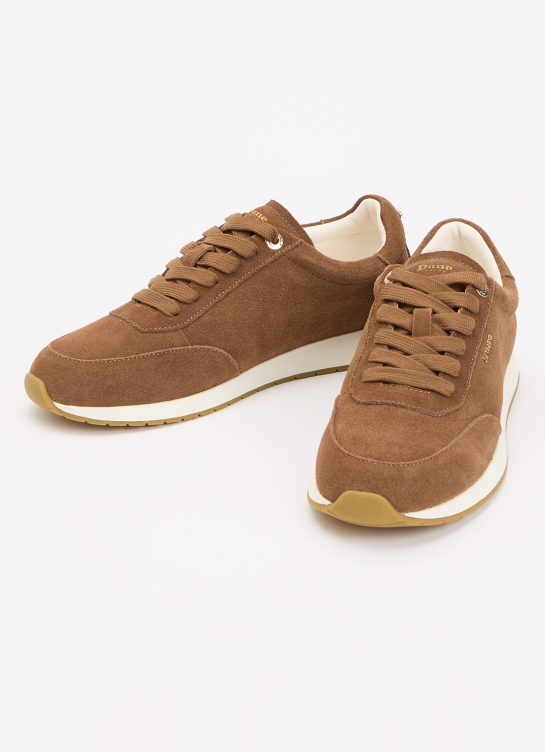 Dune London Ettah sneaker van leer met logo - detail 3 cognac