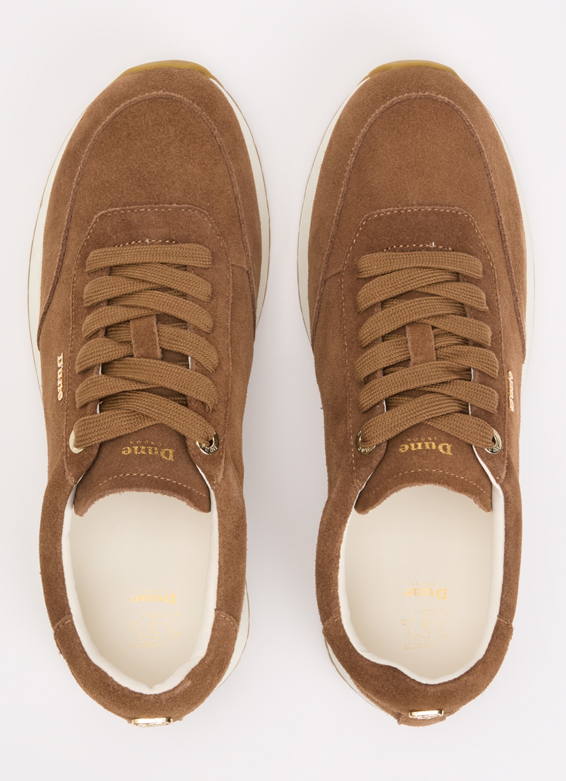 Dune London Ettah sneaker van leer met logo - detail 4 cognac