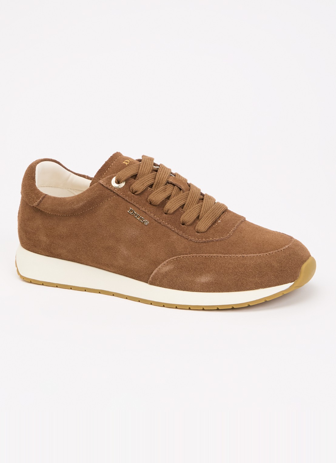 Dune London Ettah sneaker van leer met logo - voorkant 2 cognac