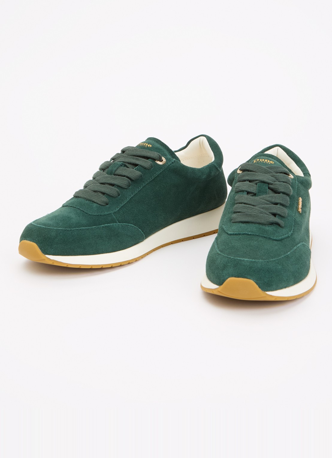 Dune London Ettah sneaker van leer met logo - detail donkergroen