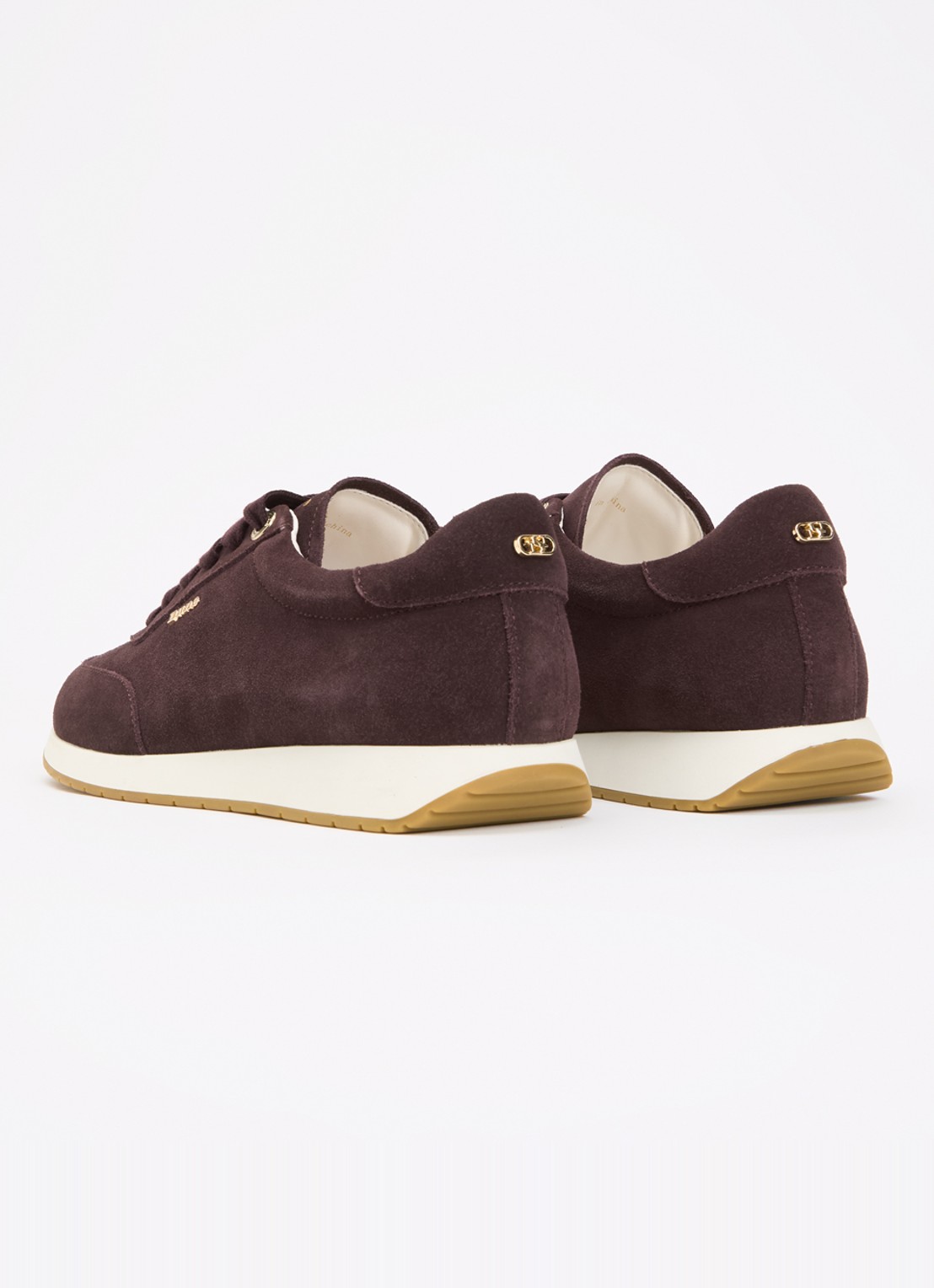 Dune London Ettah sneaker van leer met logo - achterkant 5 aubergine