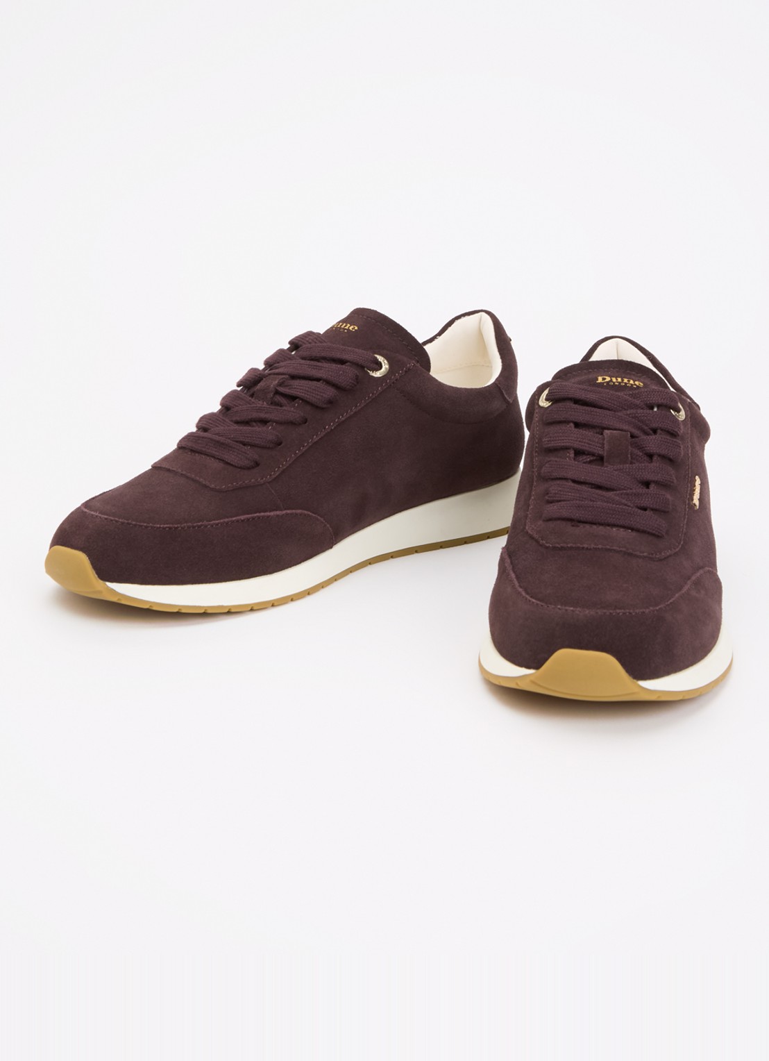 Dune London Ettah sneaker van leer met logo - detail 2 aubergine