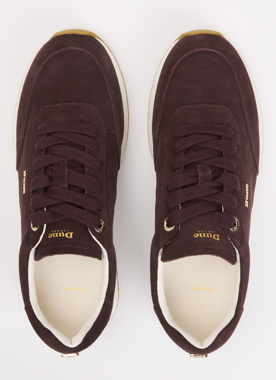 Dune London Ettah sneaker van leer met logo - detail 3 aubergine
