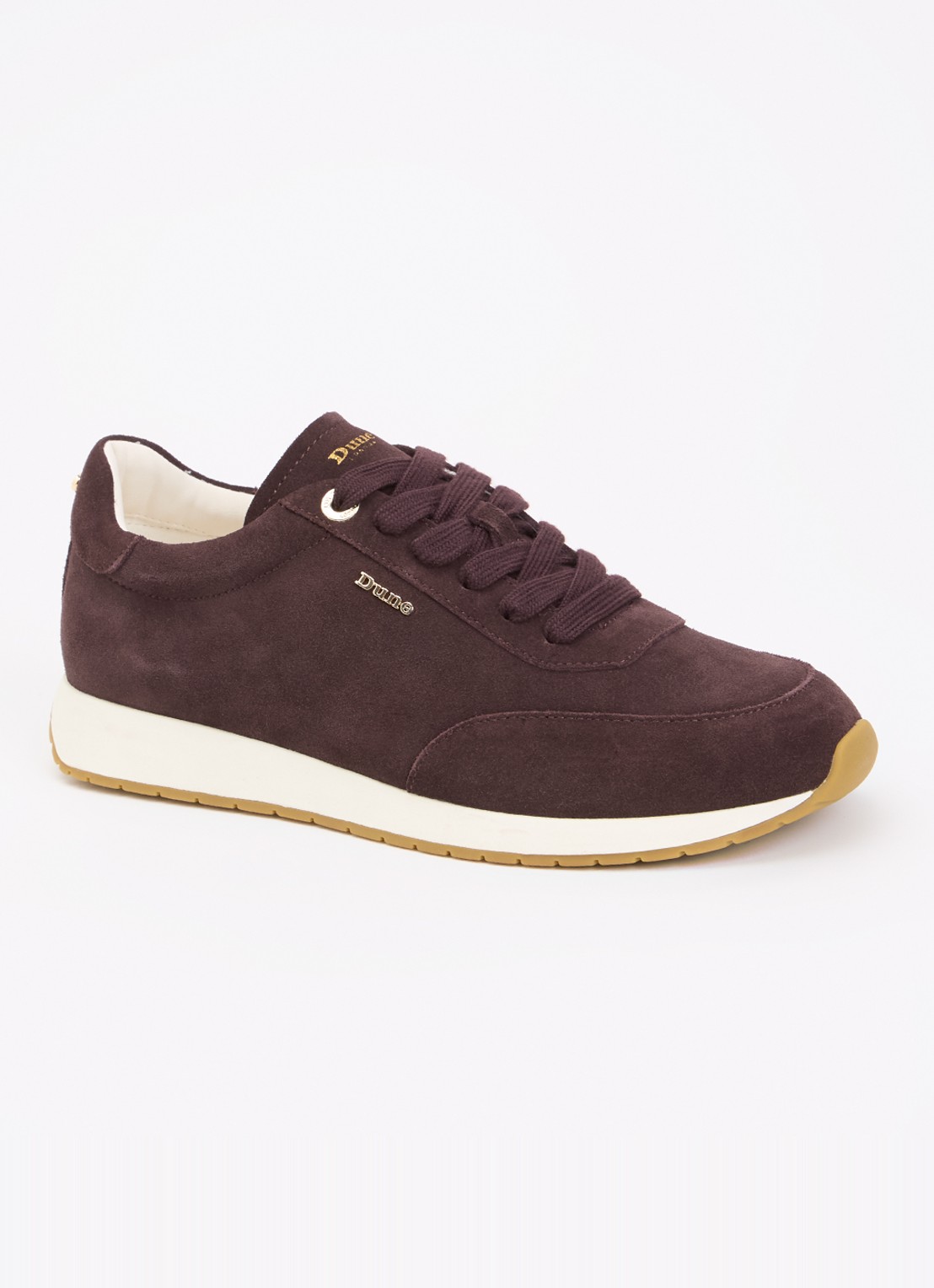 Dune London Ettah sneaker van leer met logo - voorkant aubergine